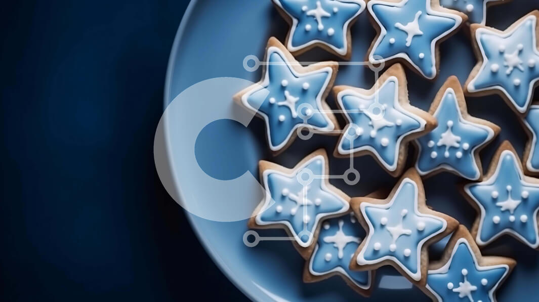 Σετ των 2 Intra Συλλεκτικό Ξύλινο Παζλ Plywood  4mm - Μπισκότα σε σχήμα μπλε αστεριού σε ένα πιάτο Σε Ξύλινο Κουτί - Διαστάσεις: 10x10 cm – 25 κομμάτια