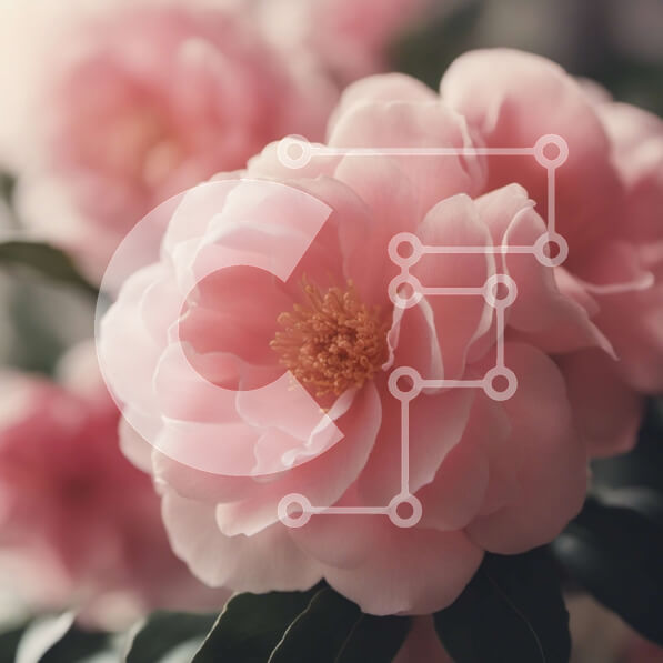 Intra Συλλεκτικό Ξύλινο Παζλ Plywood  4mm - Κοντινή όψη ενός ροζ λουλουδιού με πράσινα φύλλα Σε Ξύλινο Κουτί - Διαστάσεις: 10x10 cm – 25 κομμάτια