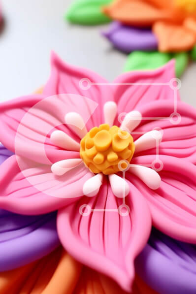 Σετ των 2 Intra Συλλεκτικό Ξύλινο Παζλ Plywood  4mm - Ροζ και πορτοκαλί Φοντάν λουλούδι Σε Ξύλινο Κουτί - Διαστάσεις: 10x10 cm – 25 κομμάτια