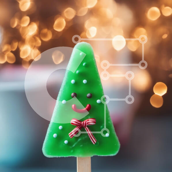 Intra Συλλεκτικό Ξύλινο Παζλ Plywood  4mm - Γιορτινό Χριστουγεννιάτικο Δέντρο Popsicle - Εποχιακό Κέρασμα Σε Ξύλινο Κουτί - Διαστάσεις Puzzle: 10x10 cm – 25 κομμάτια