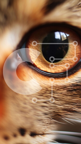 Σετ των 2 Intra Συλλεκτικό Ξύλινο Παζλ Plywood  4mm - Κοντινό πλάνο του ματιού μιας γάτας με την καφέ και κίτρινη ίριδα Σε Ξύλινο Κουτί - Διαστάσεις: 10x10 cm – 25 κομμάτια