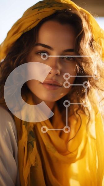 Intra Συλλεκτικό Ξύλινο Παζλ Plywood  4mm - Όμορφο πορτρέτο μιας γυναίκας που φορά μια κίτρινη μαντίλα Σε Ξύλινο Κουτί - Διαστάσεις Puzzle: 10x10 cm – 25 κομμάτια