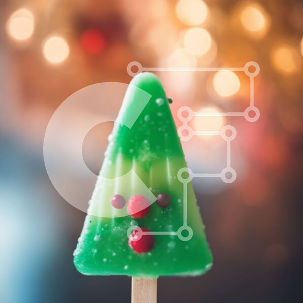 Σετ των 2 Intra Συλλεκτικό Ξύλινο Παζλ Plywood  4mm - Πράσινο χριστουγεννιάτικο δέντρο με γλάσο με γλάσο και ζαχαρωτά Σε Ξύλινο Κουτί - Διαστάσεις: 10x10 cm – 25 κομμάτια