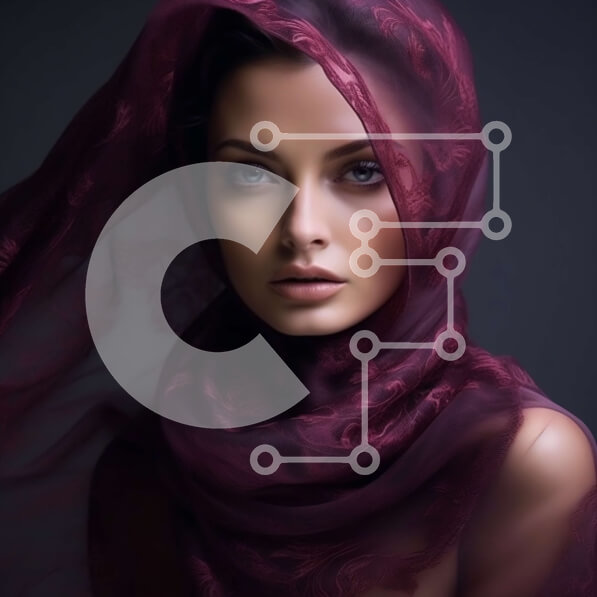 Σετ των 2 Intra Συλλεκτικό Ξύλινο Παζλ Plywood  4mm - Εκπληκτική εικόνα γυναίκας με κόκκινο πέπλο με περίπλοκα μοτίβα Σε Ξύλινο Κουτί - Διαστάσεις: 10x10 cm – 25 κομμάτια