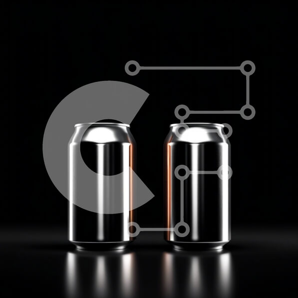 Intra Συλλεκτικό Ξύλινο Παζλ Plywood  4mm - Κομψή εικόνα δύο ασημένιων κουτιών αναψυκτικού σε κομψό μαύρο φόντο Σε Ξύλινο Κουτί - Διαστάσεις Puzzle: 10x10 cm – 25 κομμάτια