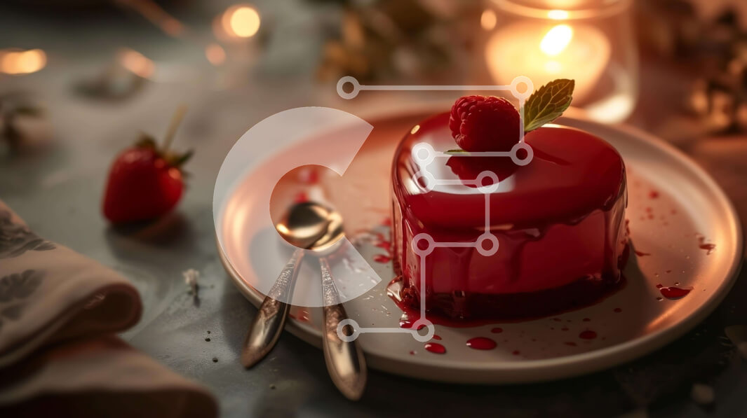 Σετ των 2 Intra Συλλεκτικό Ξύλινο Παζλ Plywood  4mm - Κέικ σε σχήμα καρδιάς με κόκκινο παγωμένο και φράουλες Σε Ξύλινο Κουτί - Διαστάσεις: 10x10 cm – 25 κομμάτια