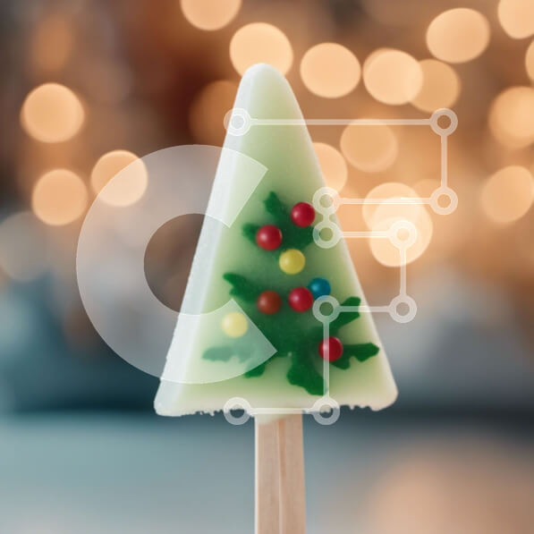 Intra Συλλεκτικό Ξύλινο Παζλ Plywood  4mm - Χριστουγεννιάτικο δέντρο γλειφιτζούρι πάνω σε πορτοκαλί μπαστούνι από λαχανικά Σε Ξύλινο Κουτί - Διαστάσεις: 10x10 cm – 25 κομμάτια