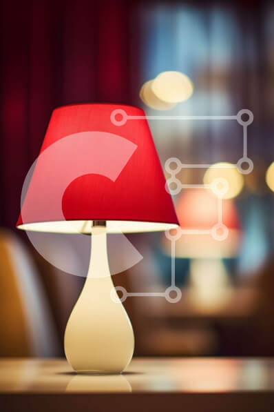 Intra Συλλεκτικό Ξύλινο Παζλ Plywood  4mm - Κόκκινο αμπαζούρ σε λευκό επιτραπέζιο φωτιστικό Σε Ξύλινο Κουτί - Διαστάσεις Puzzle: 10x10 cm – 25 κομμάτια