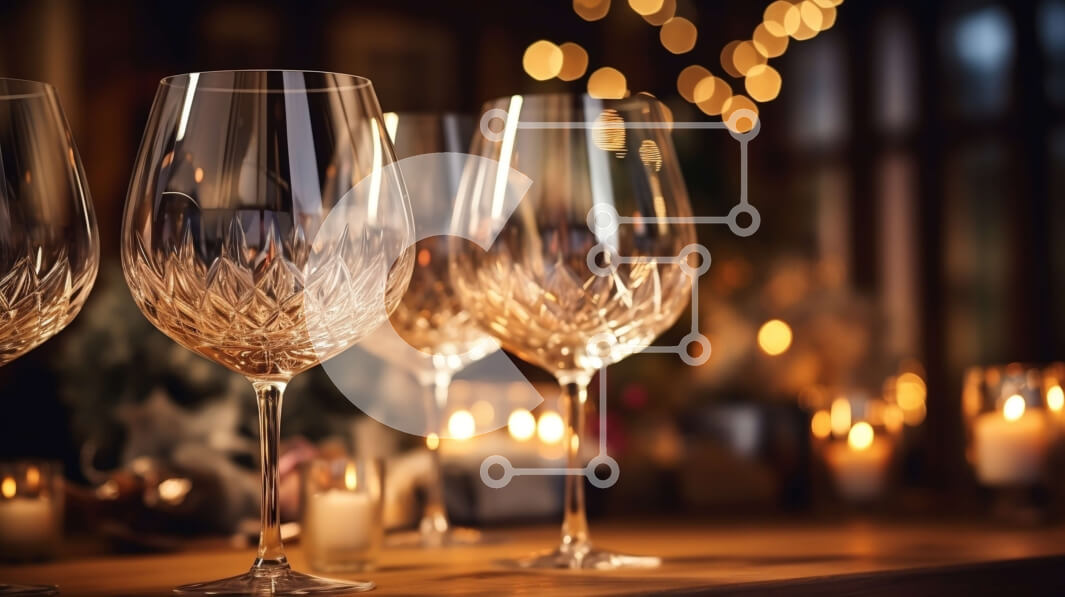 Σετ των 2 Intra Συλλεκτικό Ξύλινο Παζλ Plywood  4mm - Ποτήρια κρασιού σε ξύλινο τραπέζι με κεριά στο φόντο Σε Ξύλινο Κουτί - Διαστάσεις: 10x10 cm – 25 κομμάτια