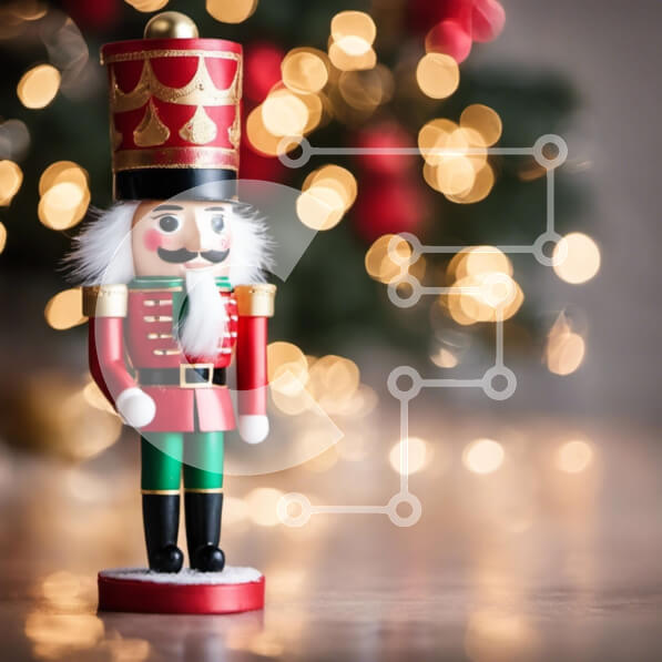 Intra Συλλεκτικό Ξύλινο Παζλ Plywood  4mm - Εορταστικός Ξύλινος Καρυοθραύστης και Χριστουγεννιάτικο Δέντρο Σε Ξύλινο Κουτί - Διαστάσεις: 10x10 cm – 25 κομμάτια