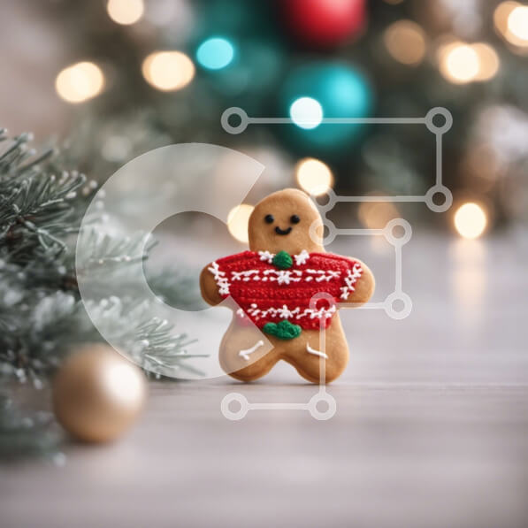 Intra Συλλεκτικό Ξύλινο Παζλ Plywood  4mm - Εορταστικός άνθρωπος μελόψωμο στο χριστουγεννιάτικο δέντρο Σε Ξύλινο Κουτί - Διαστάσεις: 10x10 cm – 25 κομμάτια