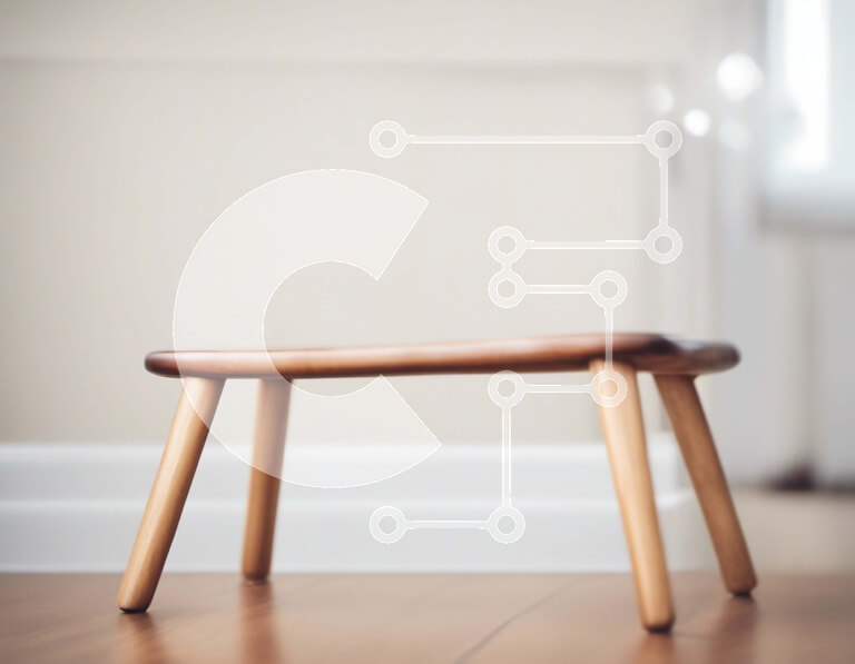 Intra Συλλεκτικό Ξύλινο Παζλ Plywood  4mm - Μικρό ξύλινο σκαμπό σε άδειο δωμάτιο Σε Ξύλινο Κουτί - Διαστάσεις Puzzle: 10x10 cm – 25 κομμάτια