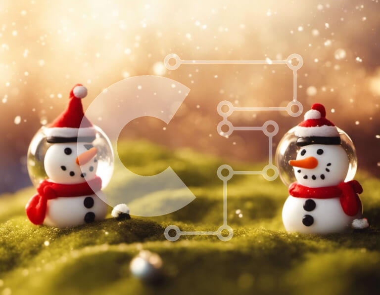 Intra Συλλεκτικό Ξύλινο Παζλ Plywood  4mm - Δύο ειδώλια χιονάνθρωποι στην πράσινη χλόη Σε Ξύλινο Κουτί - Διαστάσεις Puzzle: 10x10 cm – 25 κομμάτια