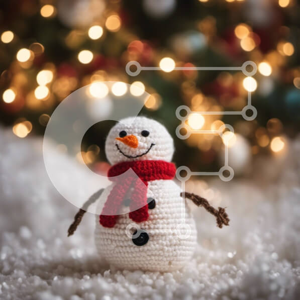 Intra Συλλεκτικό Ξύλινο Παζλ Plywood  4mm - Χιονάνθρωπος με κροσέ με χριστουγεννιάτικο δέντρο και φωτάκια Σε Ξύλινο Κουτί - Διαστάσεις: 10x10 cm – 25 κομμάτια