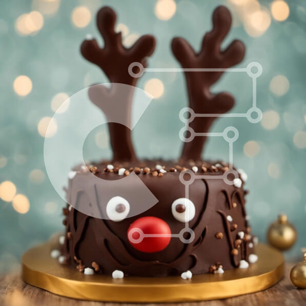 Σετ των 2 Intra Συλλεκτικό Ξύλινο Παζλ Plywood  4mm - Κέικ ταράνδου σοκολάτας Σε Ξύλινο Κουτί - Διαστάσεις: 10x10 cm – 25 κομμάτια