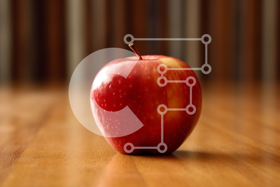 Σετ των 2 Intra Συλλεκτικό Ξύλινο Παζλ Plywood  4mm - Όμορφη εικόνα ενός κόκκινου μήλου σε ένα ξύλινο τραπέζι Σε Ξύλινο Κουτί - Διαστάσεις: 10x10 cm – 25 κομμάτια