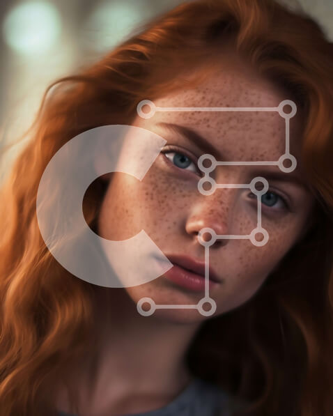 Intra Συλλεκτικό Ξύλινο Παζλ Plywood  4mm - Σοβαρή κοκκινομάλλα γυναίκα με φακίδες και φυσική λάμψη Σε Ξύλινο Κουτί - Διαστάσεις Puzzle: 10x10 cm – 25 κομμάτια