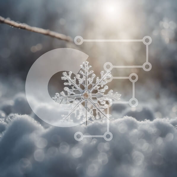 Intra Συλλεκτικό Ξύλινο Παζλ Plywood  4mm - Snowflake on Snow with Branches - Χειμερινή Φωτογραφία Σε Ξύλινο Κουτί - Διαστάσεις: 10x10 cm – 25 κομμάτια