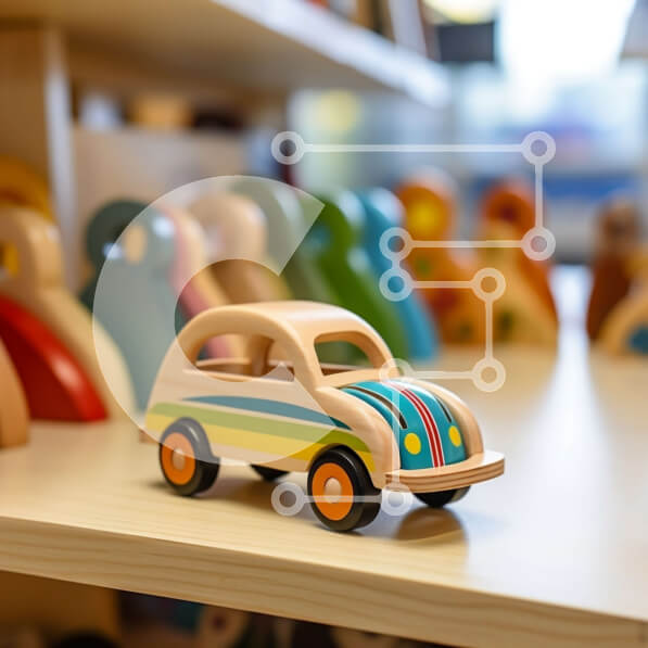 Intra Συλλεκτικό Ξύλινο Παζλ Plywood  4mm - Πολύχρωμο ξύλινο αυτοκίνητο παιχνιδιών στο ράφι Σε Ξύλινο Κουτί - Διαστάσεις: 10x10 cm – 25 κομμάτια