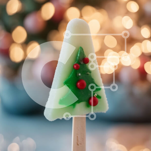 Intra Συλλεκτικό Ξύλινο Παζλ Plywood  4mm - Popsicle σε σχήμα χριστουγεννιάτικου δέντρου με πράσινο πάγωμα Σε Ξύλινο Κουτί - Διαστάσεις: 10x10 cm – 25 κομμάτια