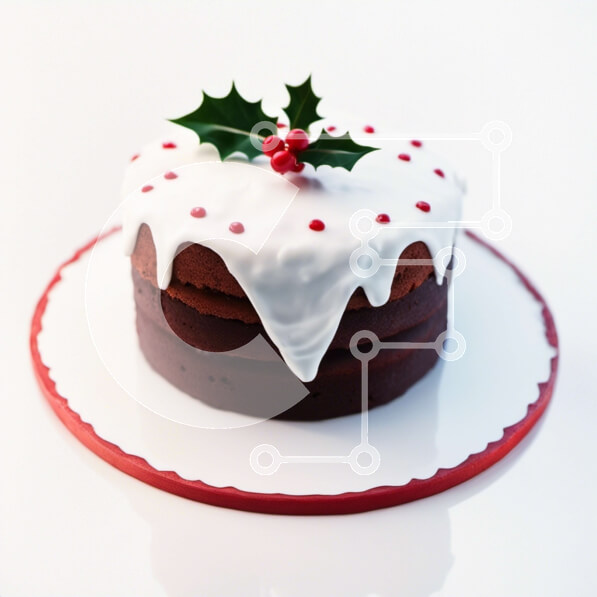 Σετ των 2 Intra Συλλεκτικό Ξύλινο Παζλ Plywood  4mm - Διακοσμημένο κέικ Holly σε διακοσμητικό πιάτο Σε Ξύλινο Κουτί - Διαστάσεις: 10x10 cm – 25 κομμάτια