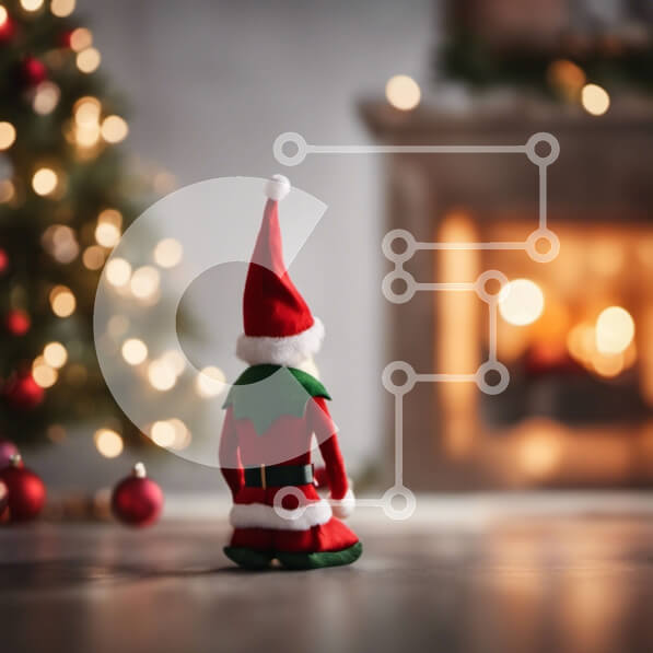 Intra Συλλεκτικό Ξύλινο Παζλ Plywood  4mm - Κούκλα ξωτικού που κάθεται μπροστά από το ανοιχτό τζάκι Σε Ξύλινο Κουτί - Διαστάσεις Puzzle: 10x10 cm – 25 κομμάτια