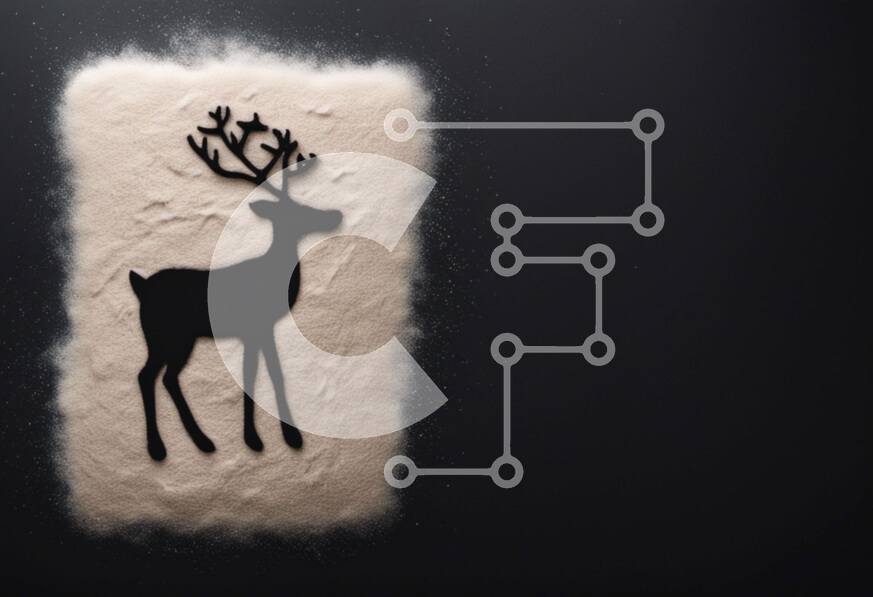 Σετ των 2 Intra Συλλεκτικό Ξύλινο Παζλ Plywood  4mm - Σιλουέτα ελαφιού σε ζάχαρη άχνη - Φωτογραφία τροφίμων Σε Ξύλινο Κουτί - Διαστάσεις: 10x10 cm – 25 κομμάτια