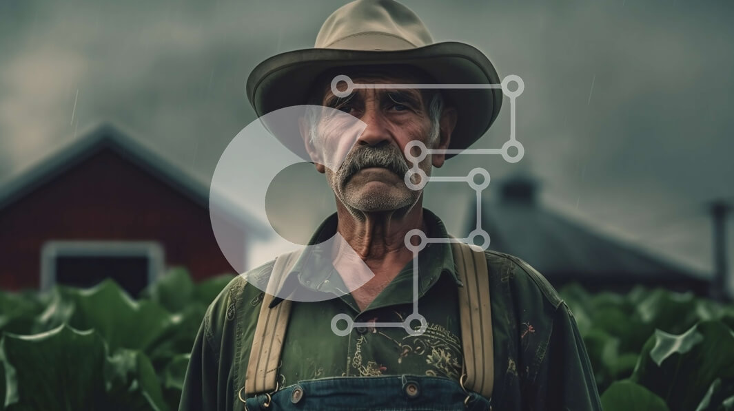 Intra Συλλεκτικό Ξύλινο Παζλ Plywood  4mm - Όμορφη εικόνα ενός ηλικιωμένου σε ένα χωράφι καπνού Σε Ξύλινο Κουτί - Διαστάσεις: 10x10 cm – 25 κομμάτια