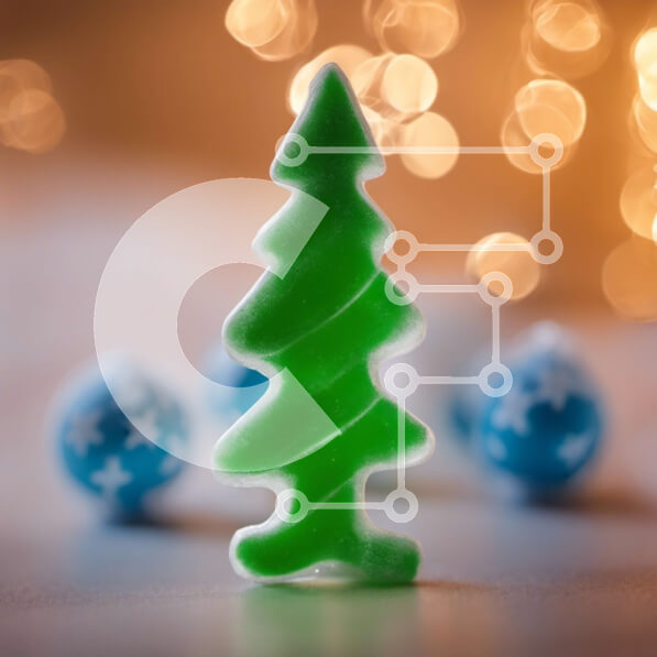 Intra Συλλεκτικό Ξύλινο Παζλ Plywood  4mm - Γιορτινό καραμέλα με πολύχρωμα στολίδια Σε Ξύλινο Κουτί - Διαστάσεις: 10x10 cm – 25 κομμάτια