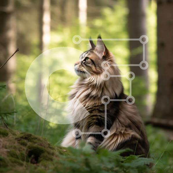 Intra Συλλεκτικό Ξύλινο Παζλ Plywood  4mm - Όμορφη εικόνα μιας γάτας σε ένα ξέφωτο δάσους Σε Ξύλινο Κουτί - Διαστάσεις: 10x10 cm – 25 κομμάτια