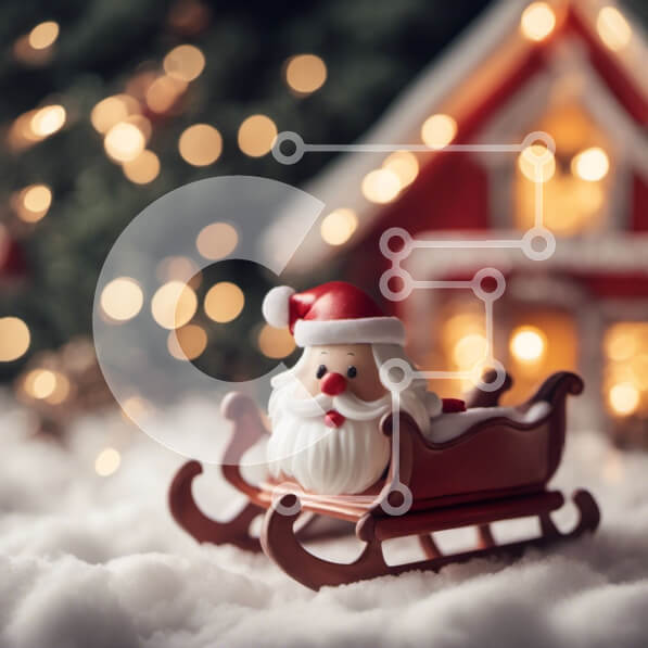 Intra Συλλεκτικό Ξύλινο Παζλ Plywood  4mm - Εορταστικό ειδώλιο παιχνιδιών Άγιου Βασίλη Χριστουγέννων στο Hay Bale Σε Ξύλινο Κουτί - Διαστάσεις: 10x10 cm – 25 κομμάτια