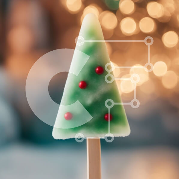 Σετ των 2 Intra Συλλεκτικό Ξύλινο Παζλ Plywood  4mm - Χριστουγεννιάτικο Δέντρο Popsicle με κόκκινο και πράσινο ψεκασμό Σε Ξύλινο Κουτί - Διαστάσεις: 10x10 cm – 25 κομμάτια