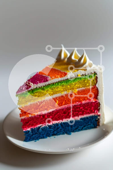 Σετ των 2 Intra Συλλεκτικό Ξύλινο Παζλ Plywood  4mm - Φέτα κέικ ουράνιου τόξου σε λευκό πιάτο Σε Ξύλινο Κουτί - Διαστάσεις: 10x10 cm – 25 κομμάτια