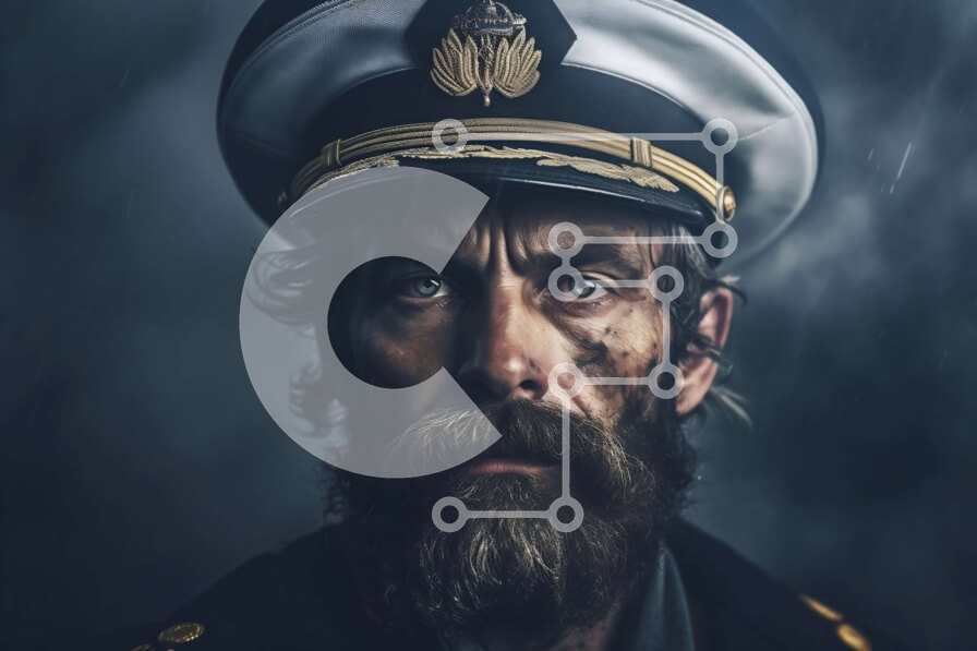 Intra Συλλεκτικό Ξύλινο Παζλ Plywood  4mm - Πορτρέτο ενός καπετάνιου του Πολεμικού Ναυτικού με στολή με γένια και μουστάκι Σε Ξύλινο Κουτί - Διαστάσεις Puzzle: 10x10 cm – 25 κομμάτια