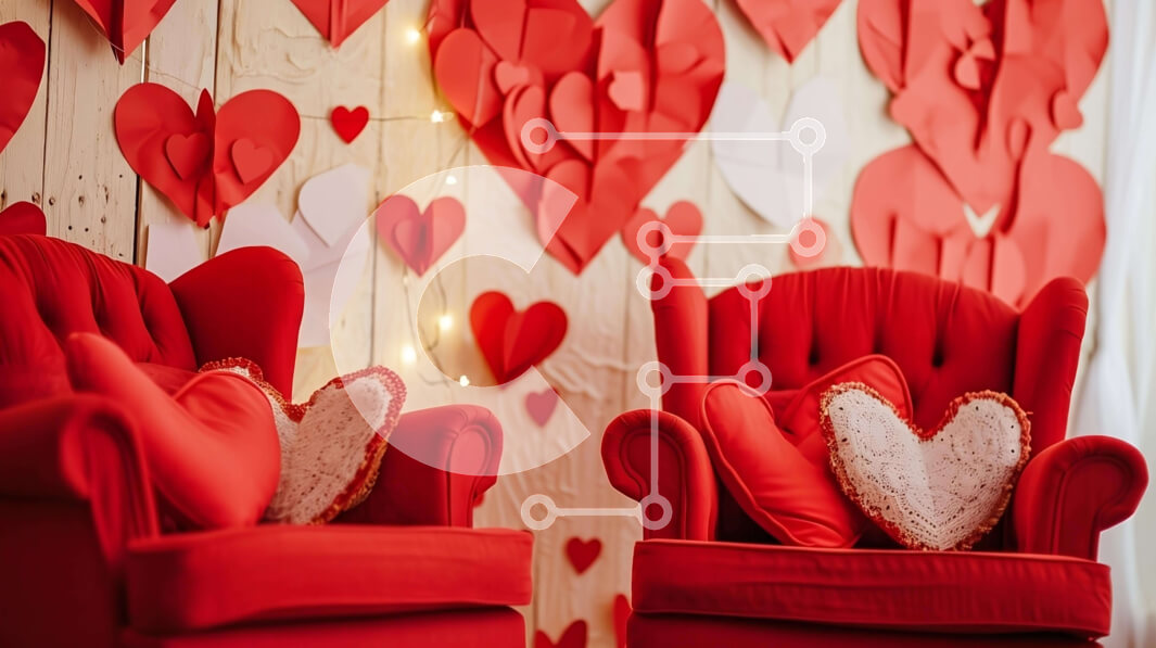 Intra Συλλεκτικό Ξύλινο Παζλ Plywood  4mm - Άνετο εσωτερικό με κόκκινες καρέκλες και τοίχο σε σχήμα καρδιάς Σε Ξύλινο Κουτί - Διαστάσεις Puzzle: 10x10 cm – 25 κομμάτια