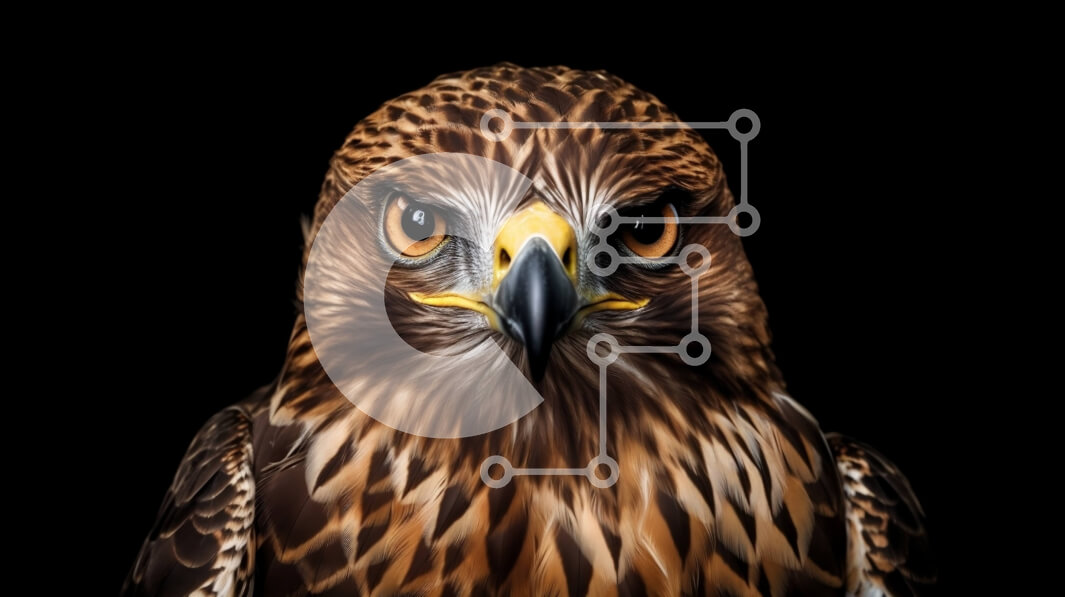 Σετ των 2 Intra Συλλεκτικό Ξύλινο Παζλ Plywood  4mm - Εκπληκτική κοντινή πλάνο του κεφαλιού ενός γερακιού με διαπεραστικά κίτρινα μάτια Σε Ξύλινο Κουτί - Διαστάσεις: 10x10 cm – 25 κομμάτια