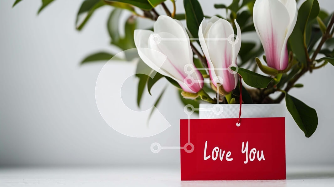 Intra Συλλεκτικό Ξύλινο Παζλ Plywood  4mm - Κόκκινη κάρτα «Love You» και λουλούδια Magnolia Σε Ξύλινο Κουτί - Διαστάσεις: 10x10 cm – 25 κομμάτια