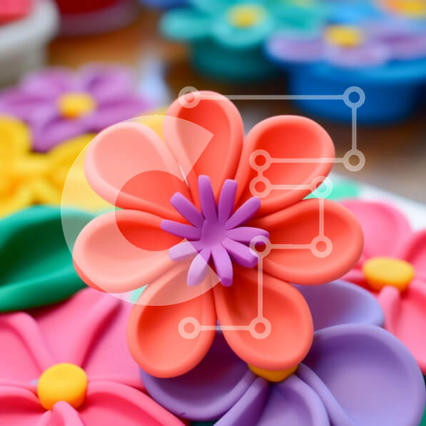 Intra Συλλεκτικό Ξύλινο Παζλ Plywood  4mm - Πολύχρωμα λουλούδια σιλικόνης Σε Ξύλινο Κουτί - Διαστάσεις: 10x10 cm – 25 κομμάτια