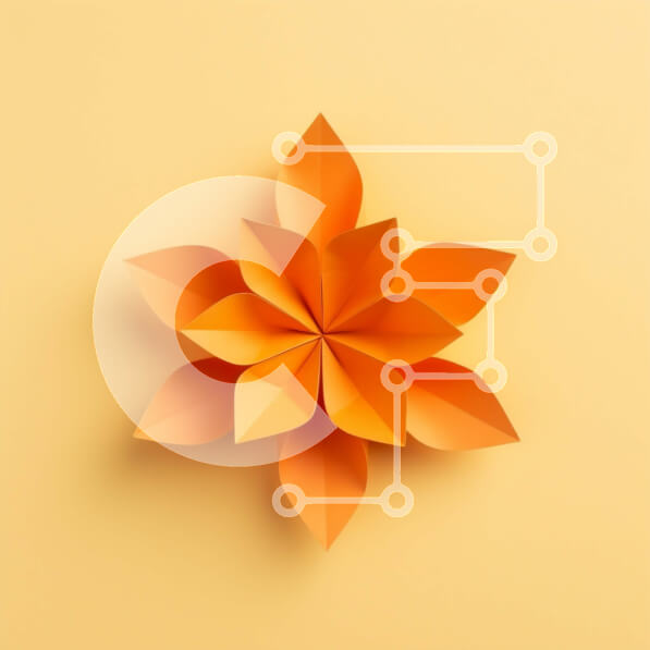 Intra Συλλεκτικό Ξύλινο Παζλ Plywood  4mm - Πορτοκαλί χάρτινο λουλούδι σε κίτρινο φόντο Σε Ξύλινο Κουτί - Διαστάσεις Puzzle: 10x10 cm – 25 κομμάτια