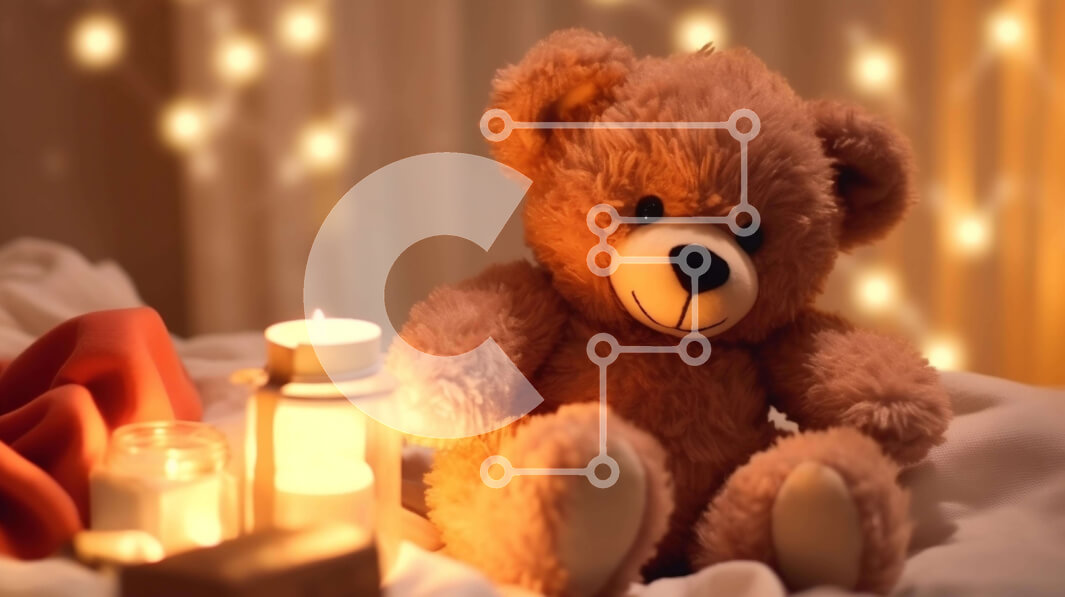 Intra Συλλεκτικό Ξύλινο Παζλ Plywood  4mm - Καφέ αρκουδάκι δίπλα στο ανοιχτό κερί Σε Ξύλινο Κουτί - Διαστάσεις: 10x10 cm – 25 κομμάτια