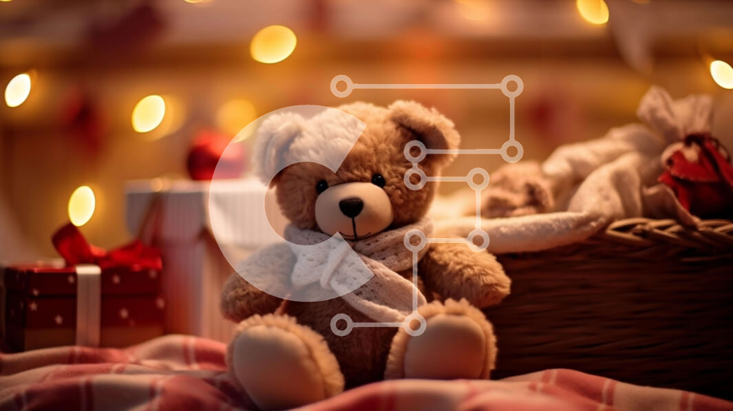 Intra Συλλεκτικό Ξύλινο Παζλ Plywood  4mm - Καφέ αρκουδάκι με χριστουγεννιάτικα στολίδια και δώρα Σε Ξύλινο Κουτί - Διαστάσεις: 10x10 cm – 25 κομμάτια