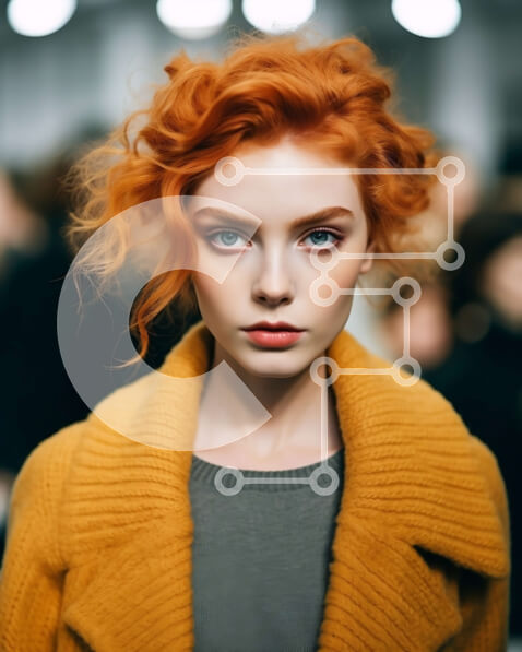 Intra Συλλεκτικό Ξύλινο Παζλ Plywood  4mm - Πορτρέτο μιας κοκκινομάλλας γυναίκας με κίτρινο σακάκι Σε Ξύλινο Κουτί - Διαστάσεις Puzzle: 10x10 cm – 25 κομμάτια