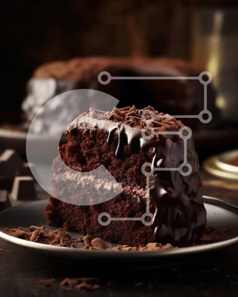 Σετ των 2 Intra Συλλεκτικό Ξύλινο Παζλ Plywood  4mm - Νόστιμο κέικ σοκολάτας με γυαλιστερό πάγωμα και φέτες βγαλμένες Σε Ξύλινο Κουτί - Διαστάσεις: 10x10 cm – 25 κομμάτια