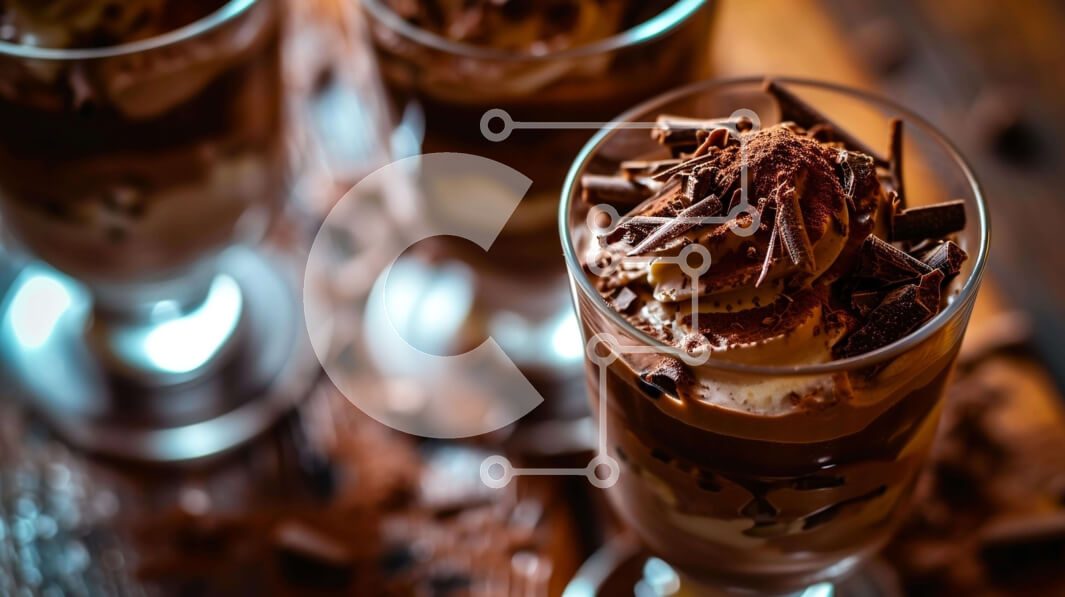 Σετ των 2 Intra Συλλεκτικό Ξύλινο Παζλ Plywood  4mm - Γκουρμέ ποτήρια γλυκού με πουτίγκα σοκολάτας και παγωτό Σε Ξύλινο Κουτί - Διαστάσεις: 10x10 cm – 25 κομμάτια