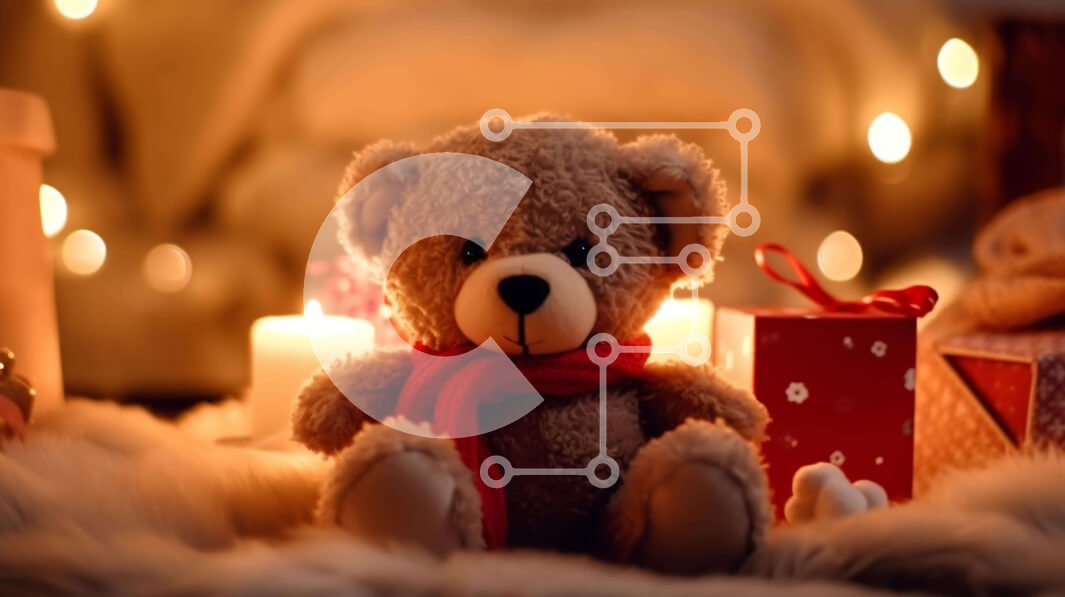 Intra Συλλεκτικό Ξύλινο Παζλ Plywood  4mm - Χριστουγεννιάτικο αρκουδάκι με δώρα και διακοσμητικά Σε Ξύλινο Κουτί - Διαστάσεις: 10x10 cm – 25 κομμάτια