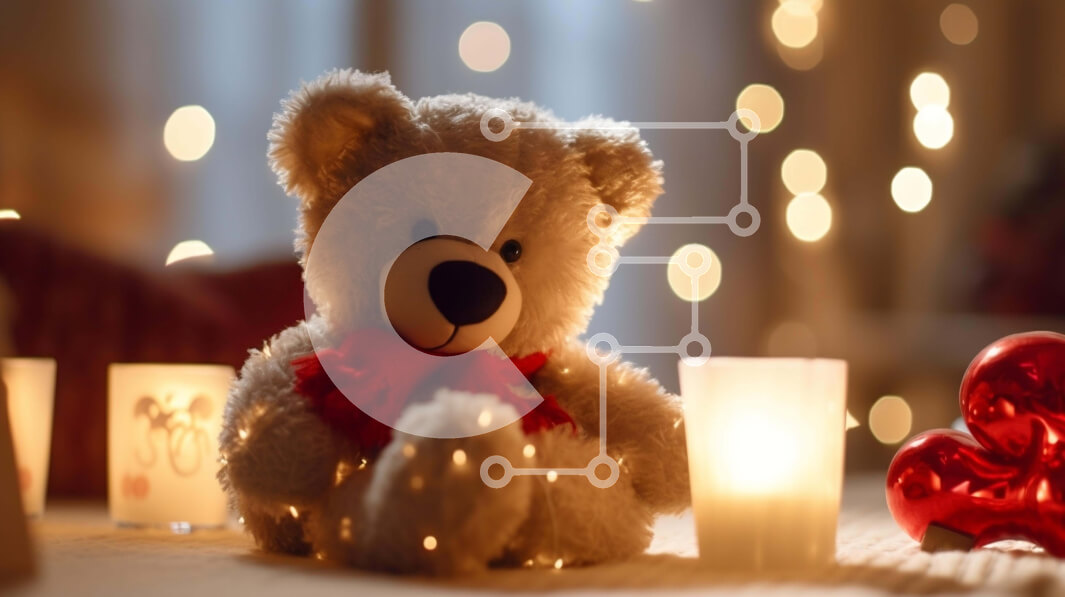 Intra Συλλεκτικό Ξύλινο Παζλ Plywood  4mm - Αρκουδάκι του Αγίου Βαλεντίνου με κεριά και διακοσμητικά σε σχήμα καρδιάς Σε Ξύλινο Κουτί - Διαστάσεις: 10x10 cm – 25 κομμάτια