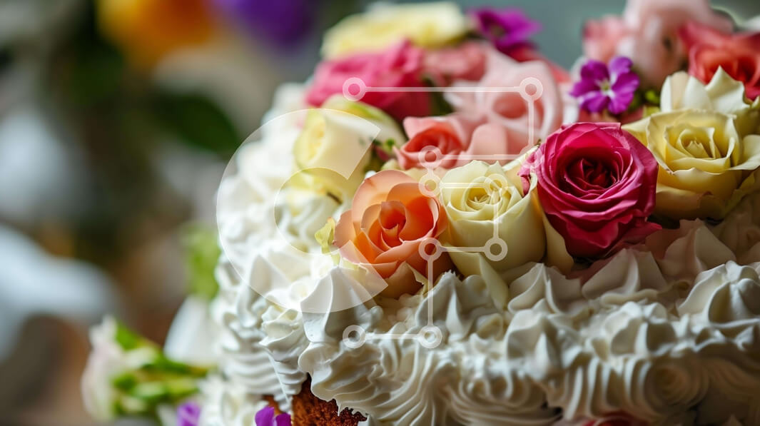 Σετ των 2 Intra Συλλεκτικό Ξύλινο Παζλ Plywood  4mm - Πολύχρωμο κέικ με φρέσκα λουλούδια και φρούτα Σε Ξύλινο Κουτί - Διαστάσεις: 10x10 cm – 25 κομμάτια