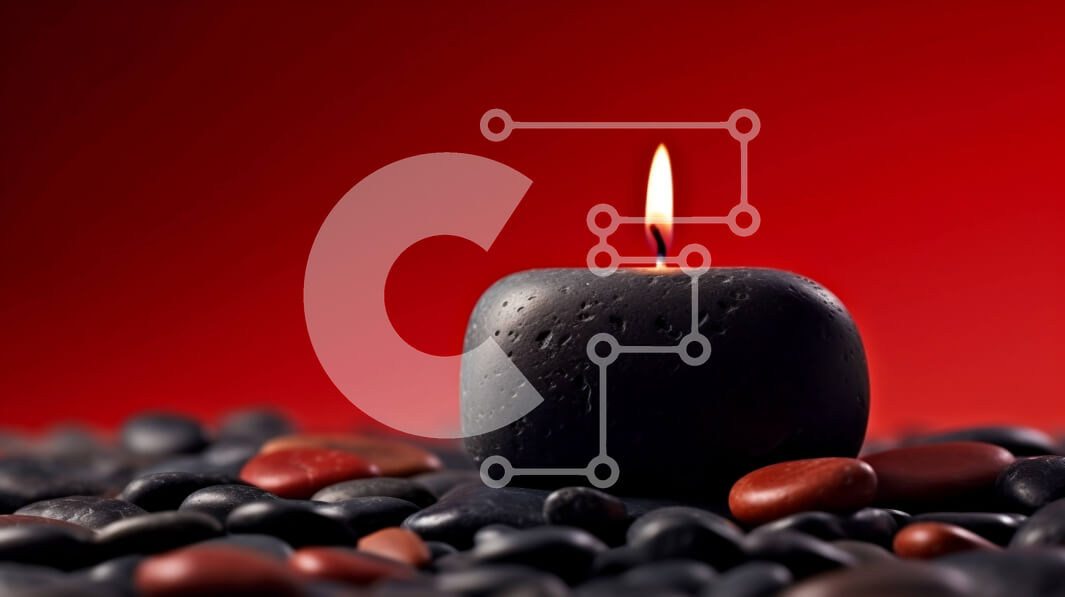 Intra Συλλεκτικό Ξύλινο Παζλ Plywood  4mm - Κομψό μαύρο κερί στην κορυφή του μαύρου βράχου σε κόκκινο φόντο Σε Ξύλινο Κουτί - Διαστάσεις Puzzle: 10x10 cm – 25 κομμάτια