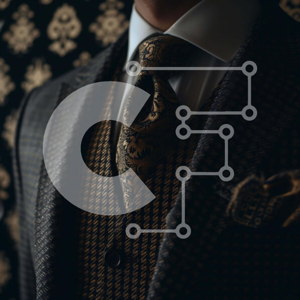 Σετ των 2 Intra Συλλεκτικό Ξύλινο Παζλ Plywood  4mm - Κομψός άντρας με σκούρο καφέ κοστούμι και γραβάτα σε χρυσό τόνο Σε Ξύλινο Κουτί - Διαστάσεις: 10x10 cm – 25 κομμάτια