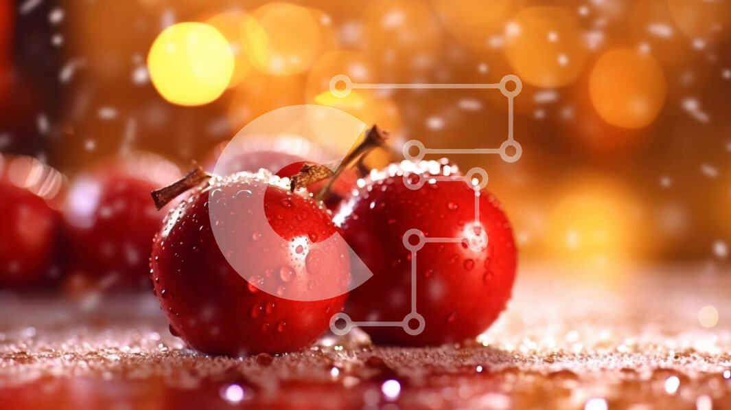 Intra Συλλεκτικό Ξύλινο Παζλ Plywood  4mm - Δύο φρέσκα κράνμπερι σε χιονισμένη επιφάνεια Σε Ξύλινο Κουτί - Διαστάσεις: 10x10 cm – 25 κομμάτια